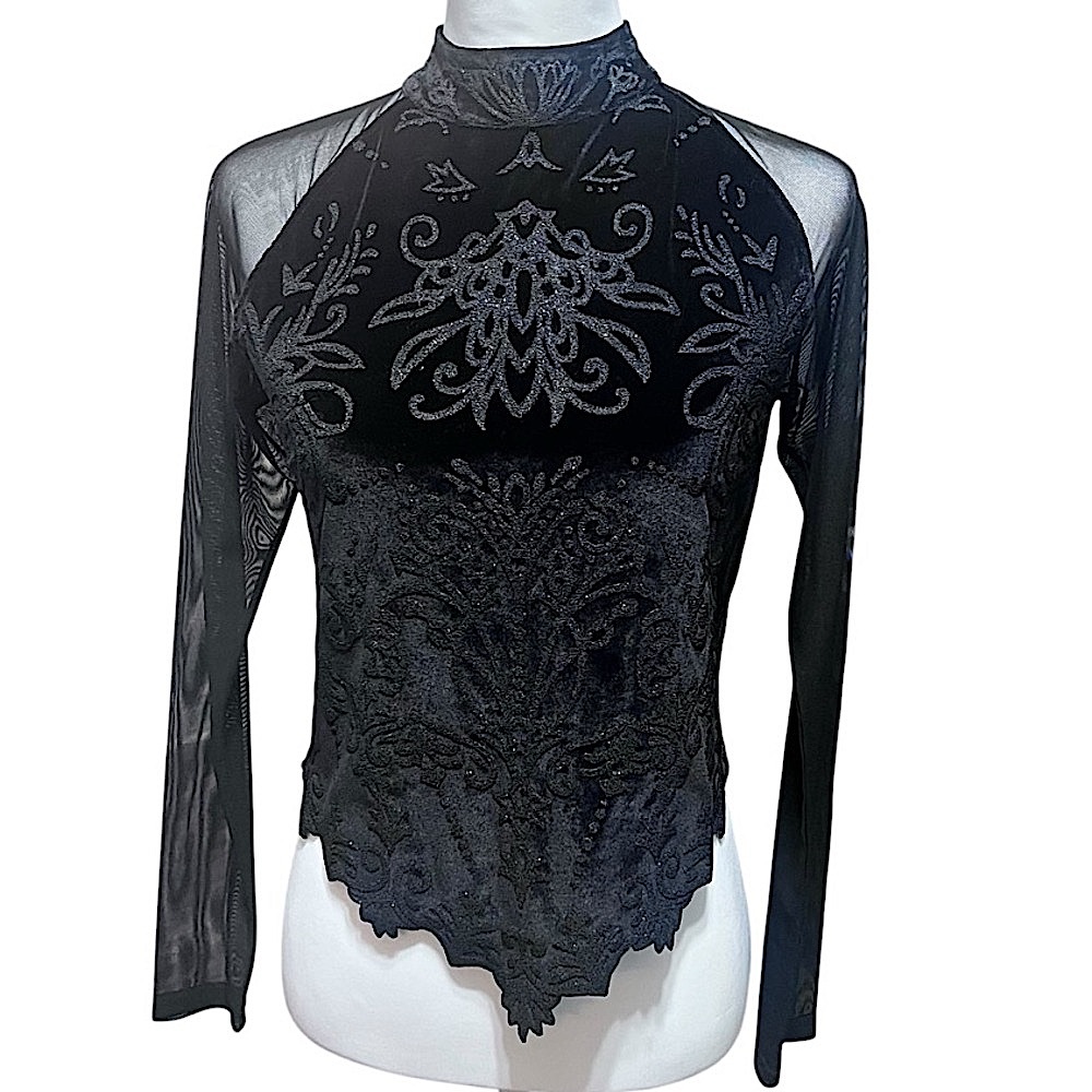 Velvet & Vengeance | Vintage Gothic Mesh Top, Witchy Castlecore Blouse | SP